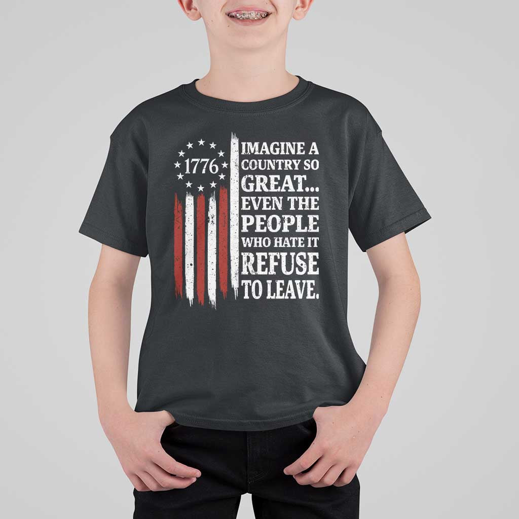 Vintage 1776 Betsy Ross Flag Imagine A Country So Great T Shirt For Kid Retro Patriotic American Heritage