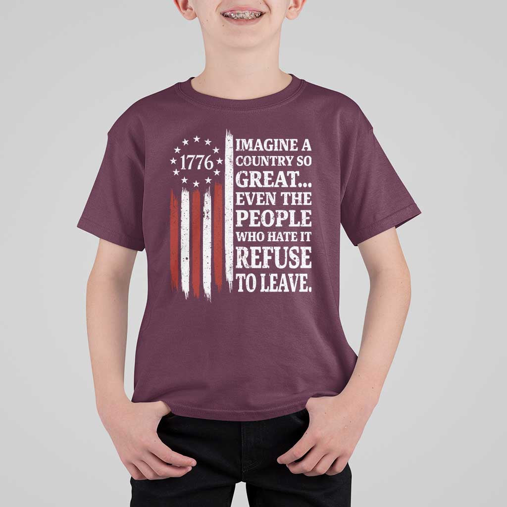 Vintage 1776 Betsy Ross Flag Imagine A Country So Great T Shirt For Kid Retro Patriotic American Heritage