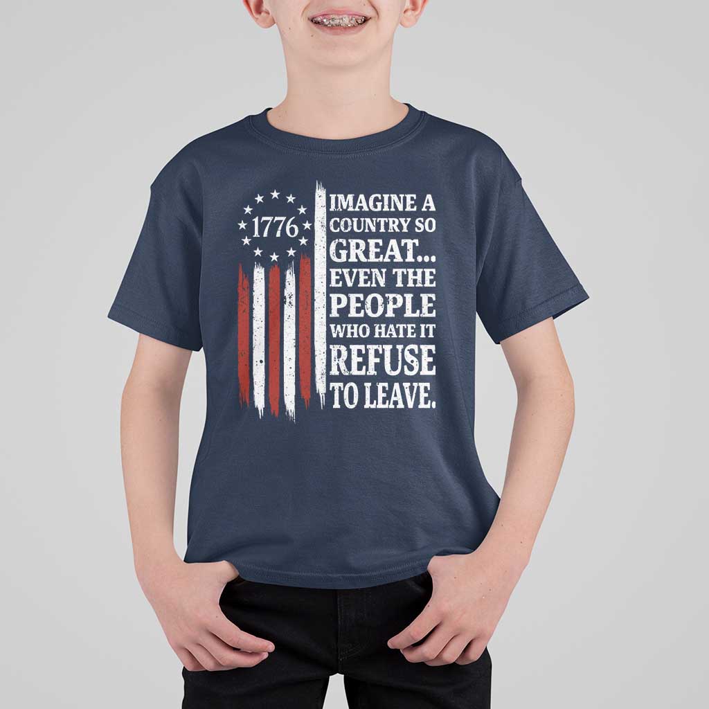 Vintage 1776 Betsy Ross Flag Imagine A Country So Great T Shirt For Kid Retro Patriotic American Heritage