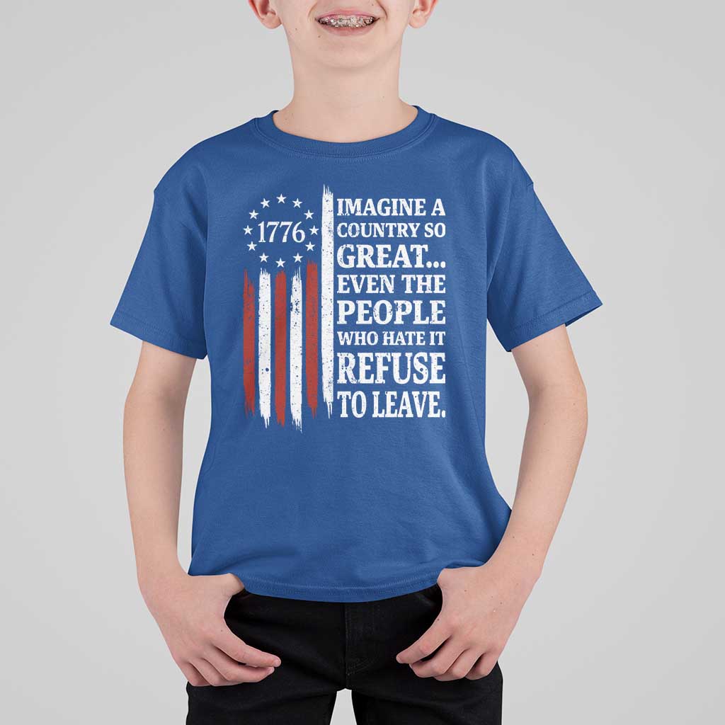 Vintage 1776 Betsy Ross Flag Imagine A Country So Great T Shirt For Kid Retro Patriotic American Heritage