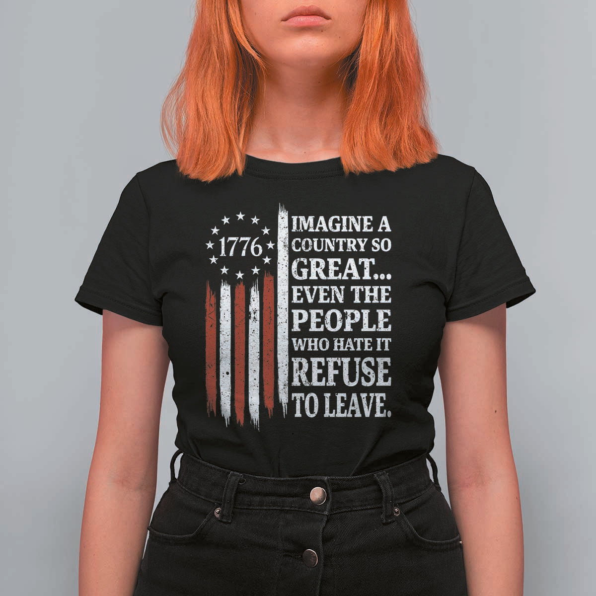 Vintage 1776 Betsy Ross Flag Imagine A Country So Great T Shirt For Women Retro Patriotic American Heritage