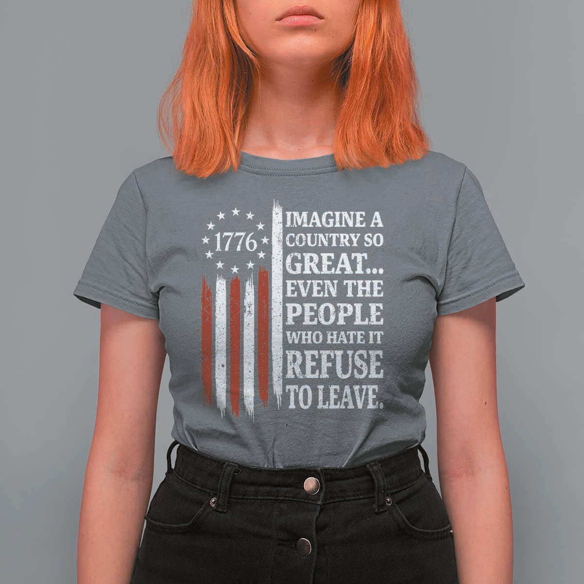 Vintage 1776 Betsy Ross Flag Imagine A Country So Great T Shirt For Women Retro Patriotic American Heritage