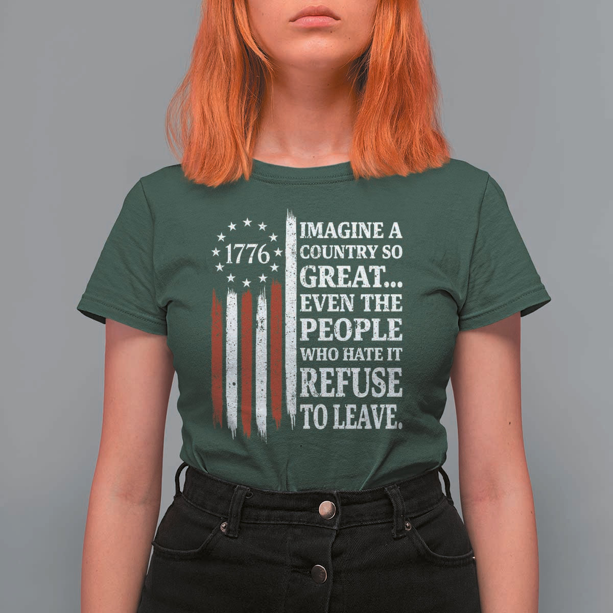 Vintage 1776 Betsy Ross Flag Imagine A Country So Great T Shirt For Women Retro Patriotic American Heritage