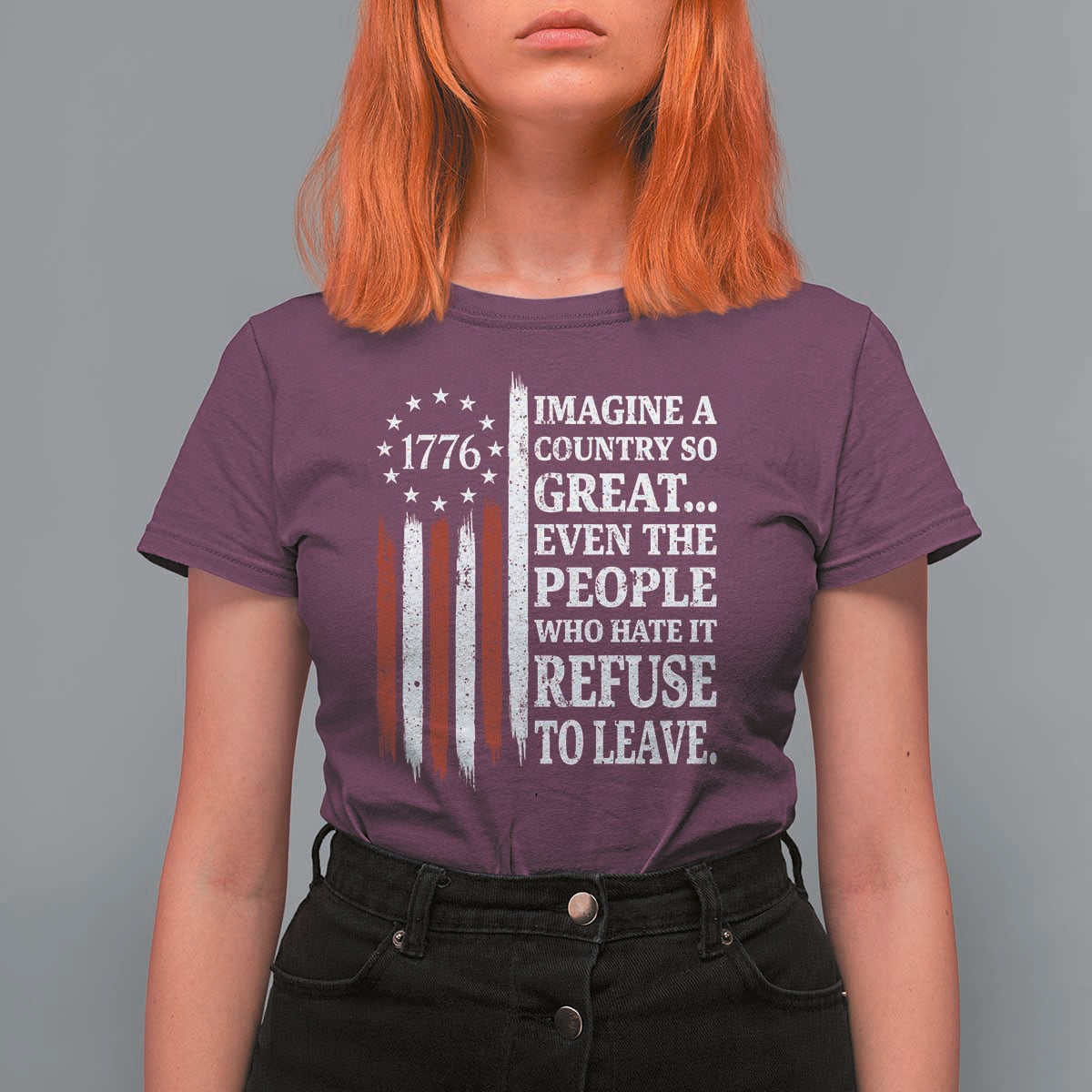 Vintage 1776 Betsy Ross Flag Imagine A Country So Great T Shirt For Women Retro Patriotic American Heritage