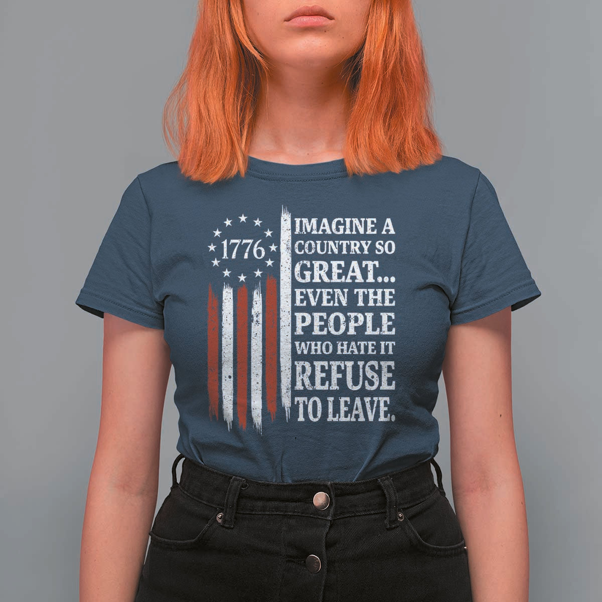 Vintage 1776 Betsy Ross Flag Imagine A Country So Great T Shirt For Women Retro Patriotic American Heritage
