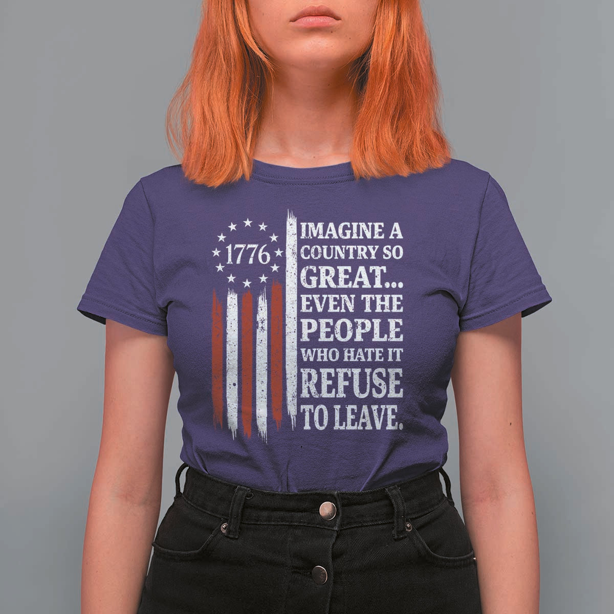 Vintage 1776 Betsy Ross Flag Imagine A Country So Great T Shirt For Women Retro Patriotic American Heritage