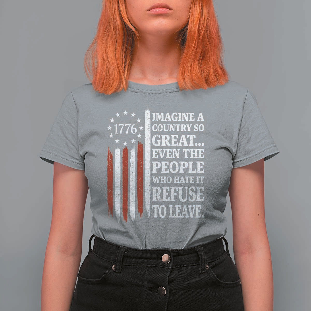 Vintage 1776 Betsy Ross Flag Imagine A Country So Great T Shirt For Women Retro Patriotic American Heritage