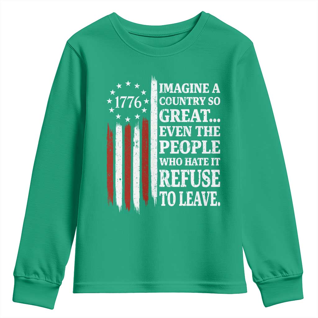 Vintage 1776 Betsy Ross Flag Imagine A Country So Great Youth Sweatshirt Retro Patriotic American Heritage