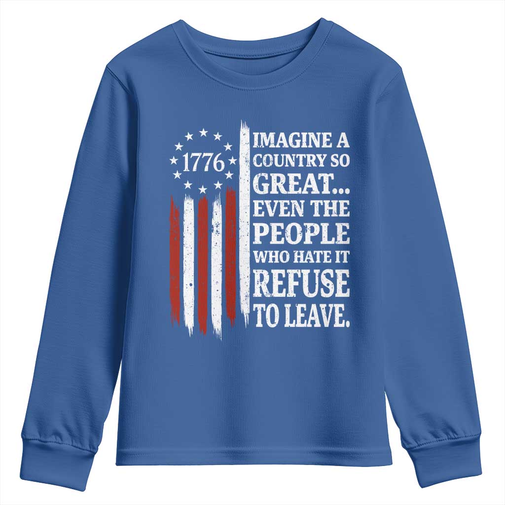 Vintage 1776 Betsy Ross Flag Imagine A Country So Great Youth Sweatshirt Retro Patriotic American Heritage