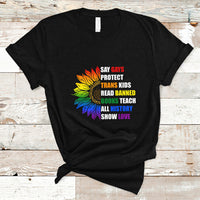 Retro Groovy T Shirt Say Gay Protect Trans Kids Read Banned Books Teach History - Wonder Print Shop
