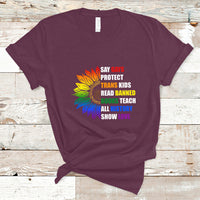 Retro Groovy T Shirt Say Gay Protect Trans Kids Read Banned Books Teach History - Wonder Print Shop