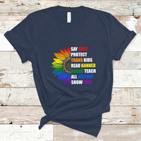 Retro Groovy T Shirt Say Gay Protect Trans Kids Read Banned Books Teach History - Wonder Print Shop