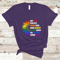 Retro Groovy T Shirt Say Gay Protect Trans Kids Read Banned Books Teach History - Wonder Print Shop