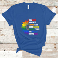 Retro Groovy T Shirt Say Gay Protect Trans Kids Read Banned Books Teach History - Wonder Print Shop