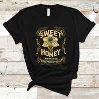 Bible Verse T Shirt Vintage Retro Sweet Like Honey Psalm 119:103 Christian Faith Bible Verse Words of Wisdom Honeycomb Honey Bee Botanical T-Shirt for Women - Wonder Print Shop