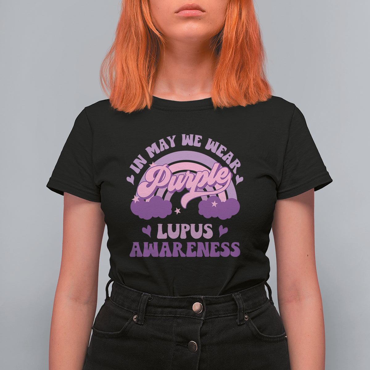 Lupus Awareness T Shirt For Women In May We Wear Purple Lupus Awareness Purple Ribbon Awareness - Wonder Print Shop