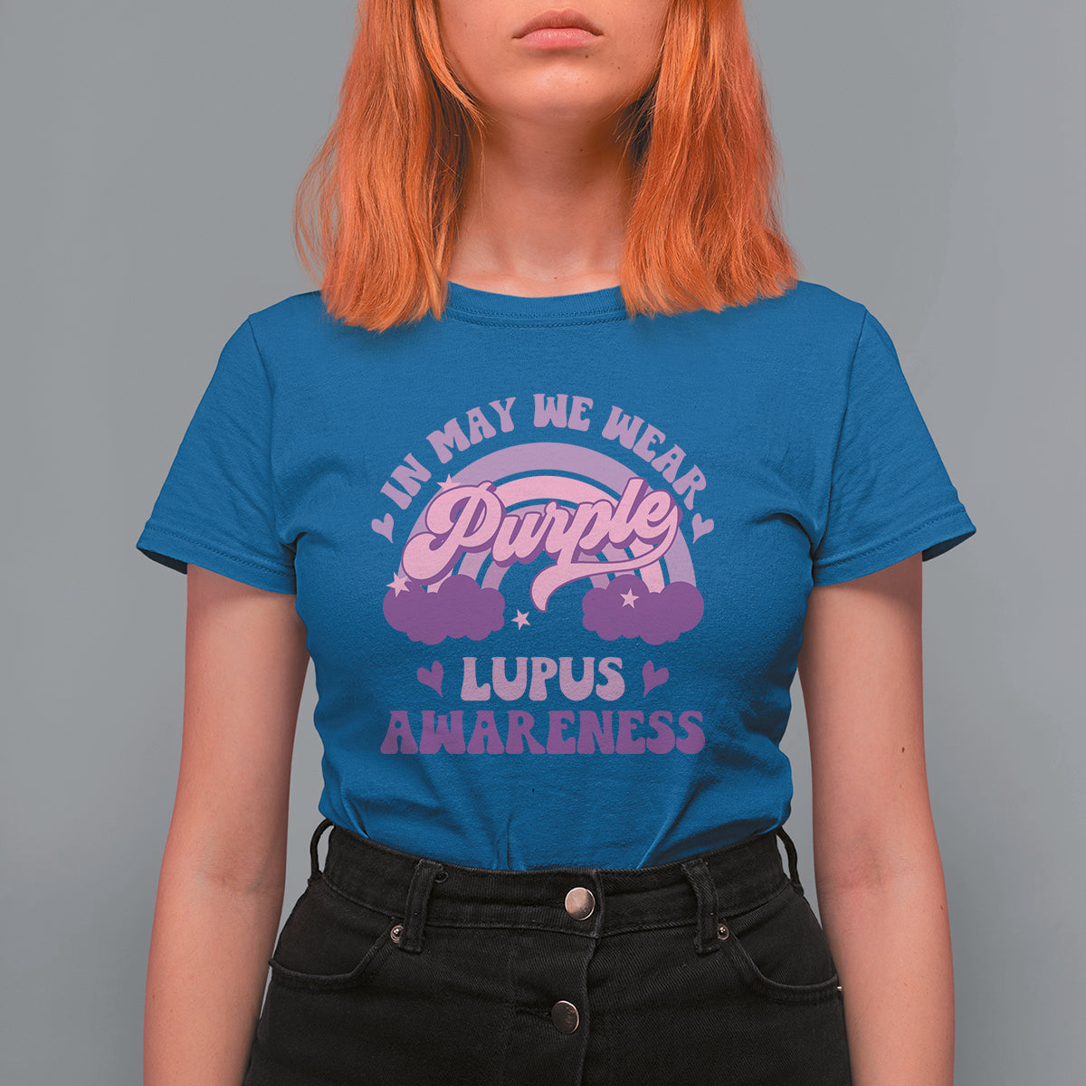 Lupus Awareness T Shirt For Women In May We Wear Purple Lupus Awareness Purple Ribbon Awareness - Wonder Print Shop