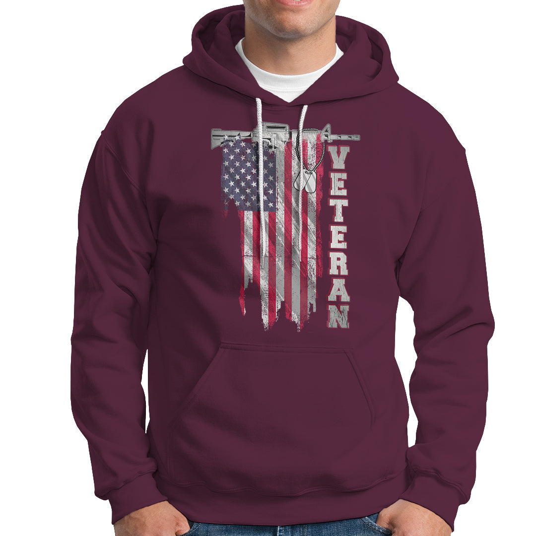 American Veteran Hoodie US Flag With Rifle And Dog Tags - Wonder Print Shop