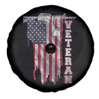 American Veteran Spare Tire Cover US Flag With Rifle And Dog Tags