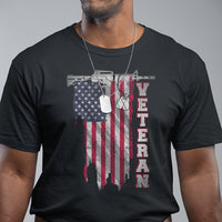 American Veteran T Shirt US Flag With Rifle And Dog Tags - Wonder Print Shop