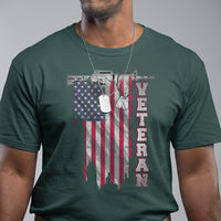 American Veteran T Shirt US Flag With Rifle And Dog Tags - Wonder Print Shop