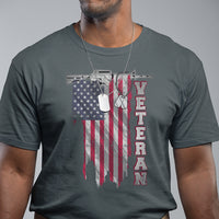 American Veteran T Shirt US Flag With Rifle And Dog Tags - Wonder Print Shop