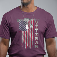 American Veteran T Shirt US Flag With Rifle And Dog Tags - Wonder Print Shop