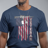 American Veteran T Shirt US Flag With Rifle And Dog Tags - Wonder Print Shop