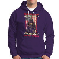 Veteran Hoodie I'd Rather Die On My Feet Than Live On My Knees US Flag Grumpy Old Soldier - Wonder Print Shop