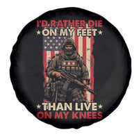 Veteran Spare Tire Cover I'd Rather Die On My Feet Than Live On My Knees US Flag Grumpy Old Soldier