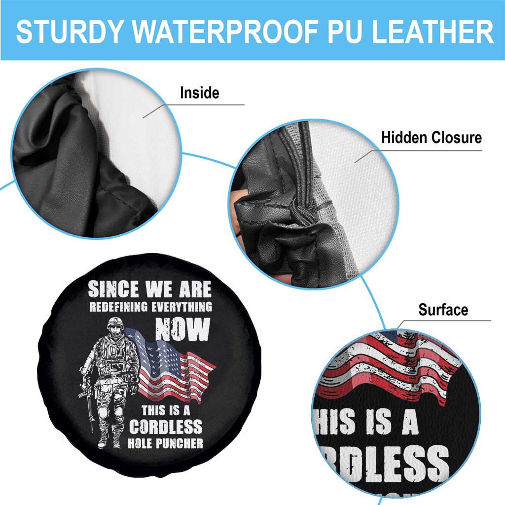 American Patriot Spare Tire Cover This Is A Cordless Hole Puncher US Flag Rifle