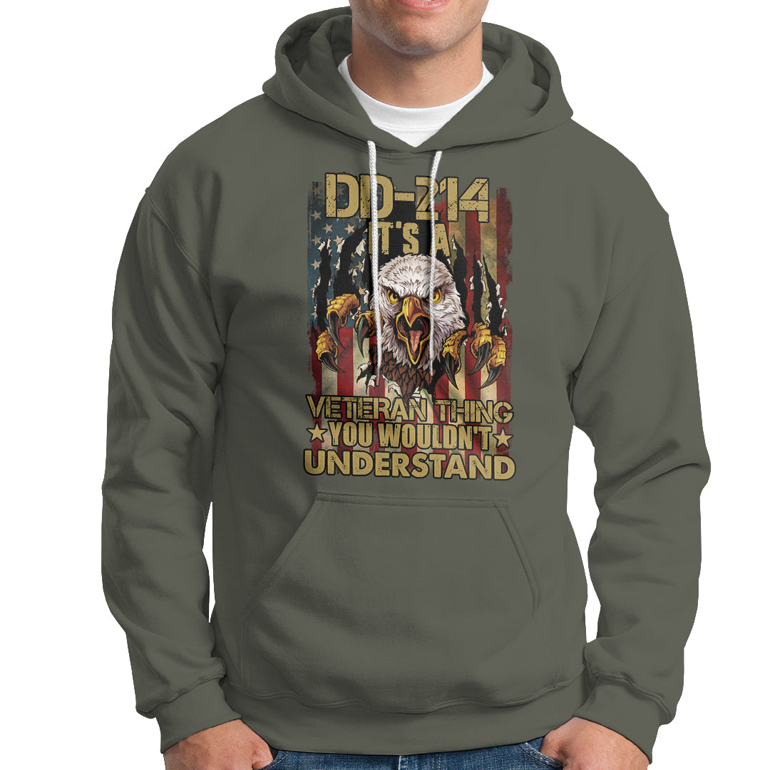 Veteran Hoodie DD-214 It's A Veteran Thing You Wouldn't Understand US Flag Bald Eagle - Wonder Print Shop