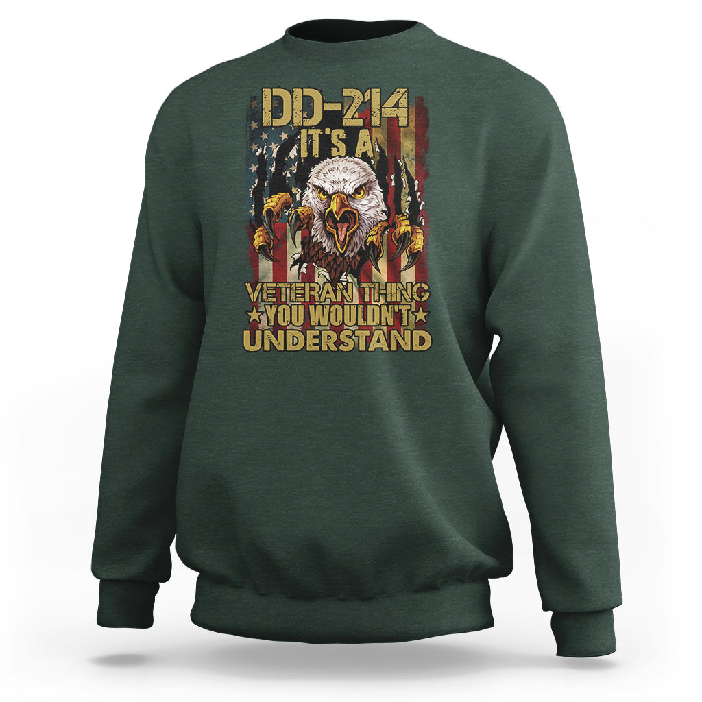Veteran Sweatshirt DD-214 It's A Veteran Thing You Wouldn't Understand US Flag Bald Eagle - Wonder Print Shop