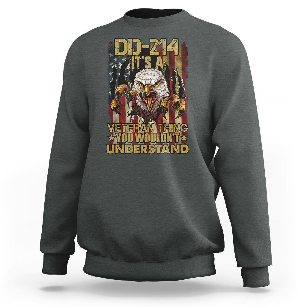 Veteran Sweatshirt DD-214 It's A Veteran Thing You Wouldn't Understand US Flag Bald Eagle - Wonder Print Shop
