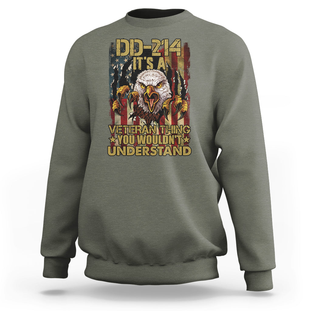 Veteran Sweatshirt DD-214 It's A Veteran Thing You Wouldn't Understand US Flag Bald Eagle - Wonder Print Shop