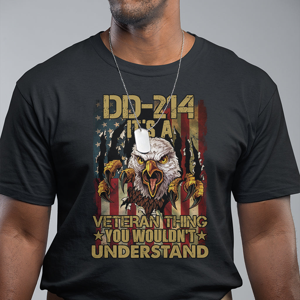 Veteran T Shirt DD-214 It's A Veteran Thing You Wouldn't Understand US Flag Bald Eagle - Wonder Print Shop
