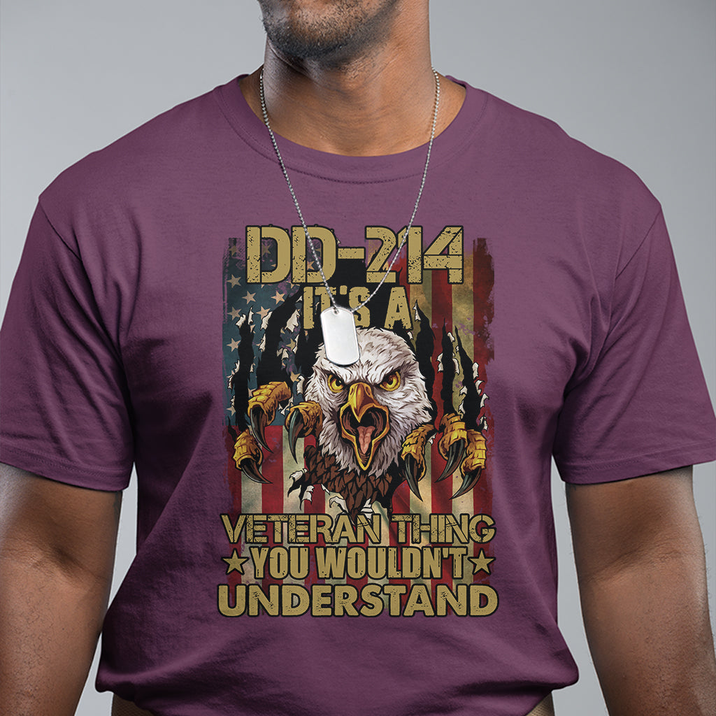 Veteran T Shirt DD-214 It's A Veteran Thing You Wouldn't Understand US Flag Bald Eagle - Wonder Print Shop