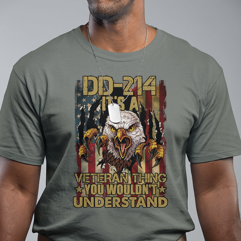 Veteran T Shirt DD-214 It's A Veteran Thing You Wouldn't Understand US Flag Bald Eagle - Wonder Print Shop