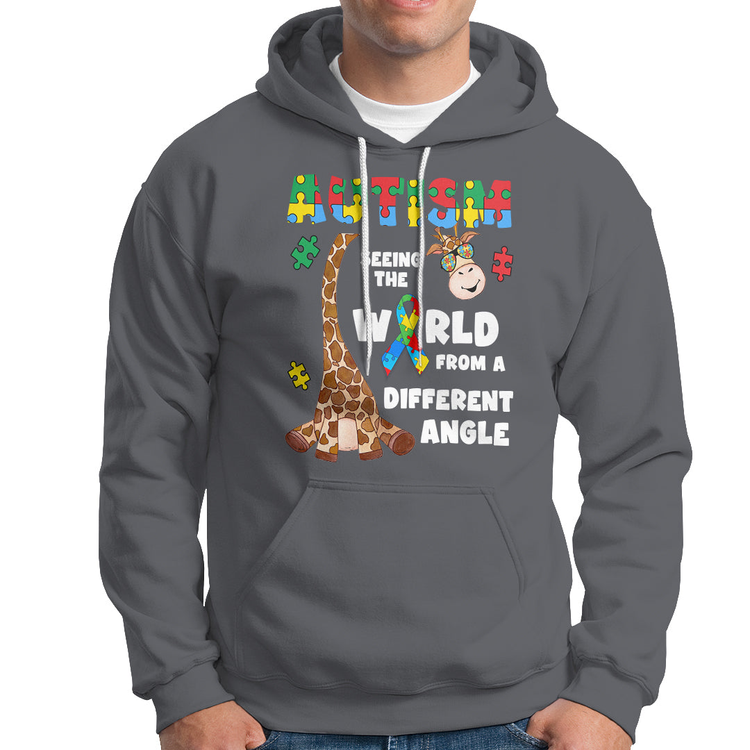 Autism Giraffe Hoodie Seeing The World From A Different Angle Puzzle Pieces - Wonder Print Shop
