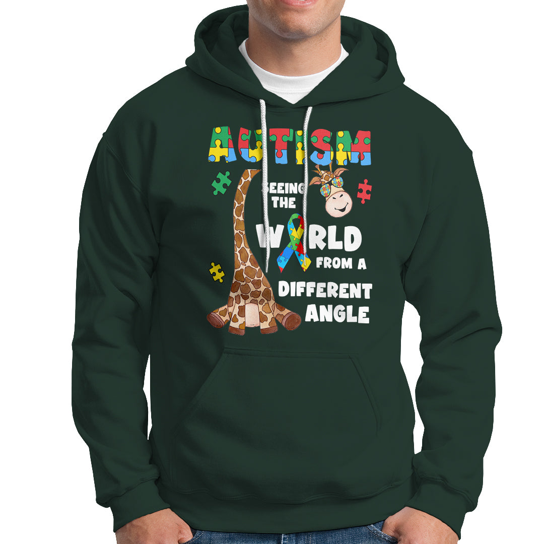 Autism Giraffe Hoodie Seeing The World From A Different Angle Puzzle Pieces - Wonder Print Shop