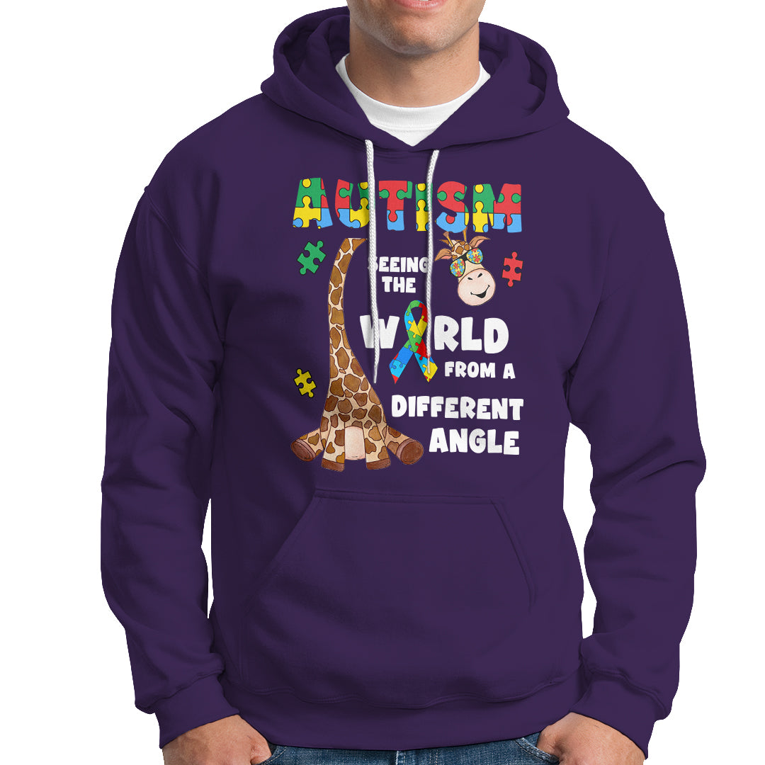 Autism Giraffe Hoodie Seeing The World From A Different Angle Puzzle Pieces - Wonder Print Shop