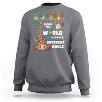 Autism Giraffe Sweatshirt Seeing The World From A Different Angle Puzzle Pieces - Wonder Print Shop