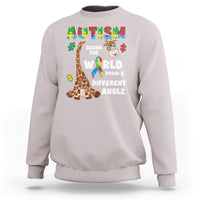 Autism Giraffe Sweatshirt Seeing The World From A Different Angle Puzzle Pieces - Wonder Print Shop