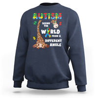 Autism Giraffe Sweatshirt Seeing The World From A Different Angle Puzzle Pieces - Wonder Print Shop