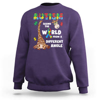 Autism Giraffe Sweatshirt Seeing The World From A Different Angle Puzzle Pieces - Wonder Print Shop