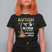 Autism Giraffe T Shirt For Women Seeing The World From A Different Angle Puzzle Pieces - Wonder Print Shop