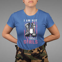 Female Veteran T Shirt I Am Not Most Girls American Flag Combat Boots And Dog Tags - Wonder Print Shop