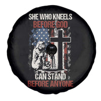 Female Veteran Spare Tire Cover She Who Kneels Before God Can Stand Before Anyone Strong Women