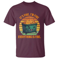 Dumpster Fire T Shirt It's Fine I'm Fine Everything Is Fine Retro Vintage - Wonder Print Shop