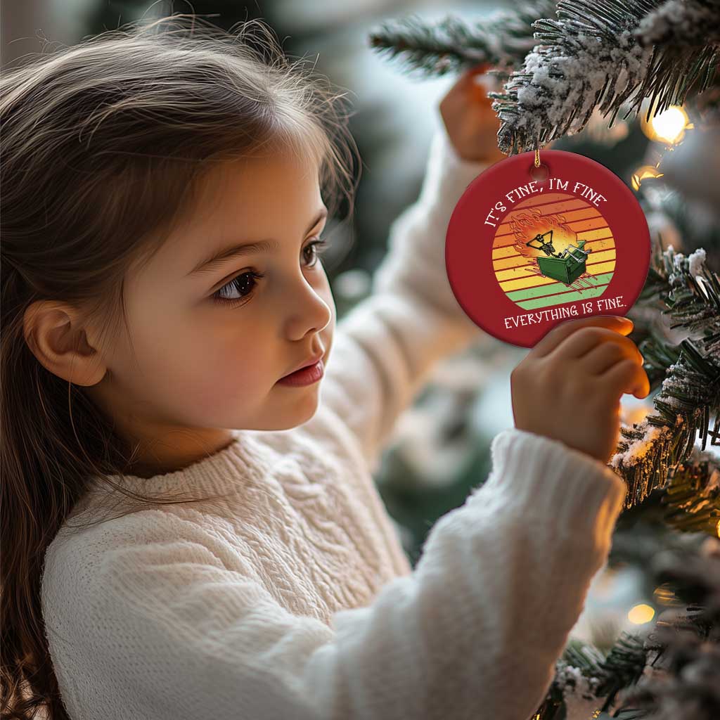 Dumpster Fire Skeleton Christmas Ornament It's Fine I'm Fine Everything Is Fine - Wonder Print Shop